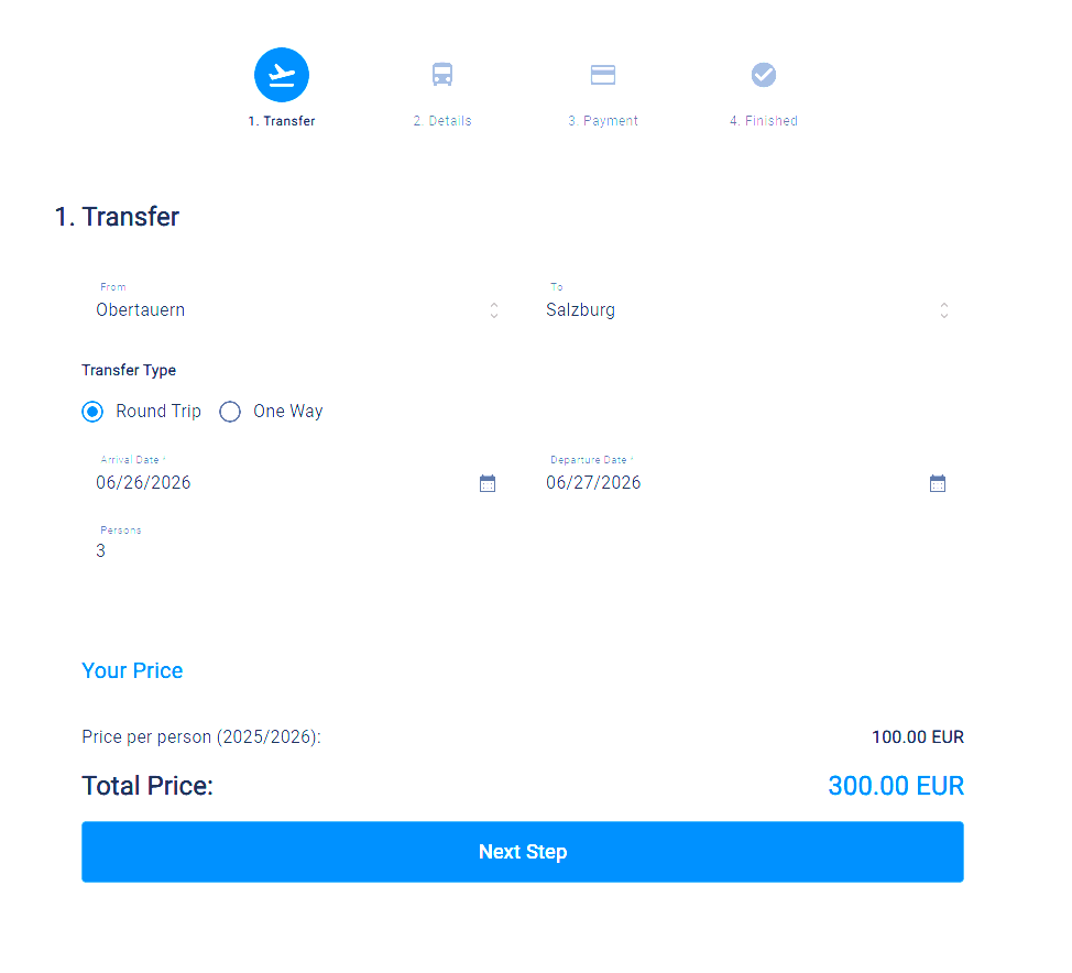 Triplandoo booking integration preview for customer transfer requests